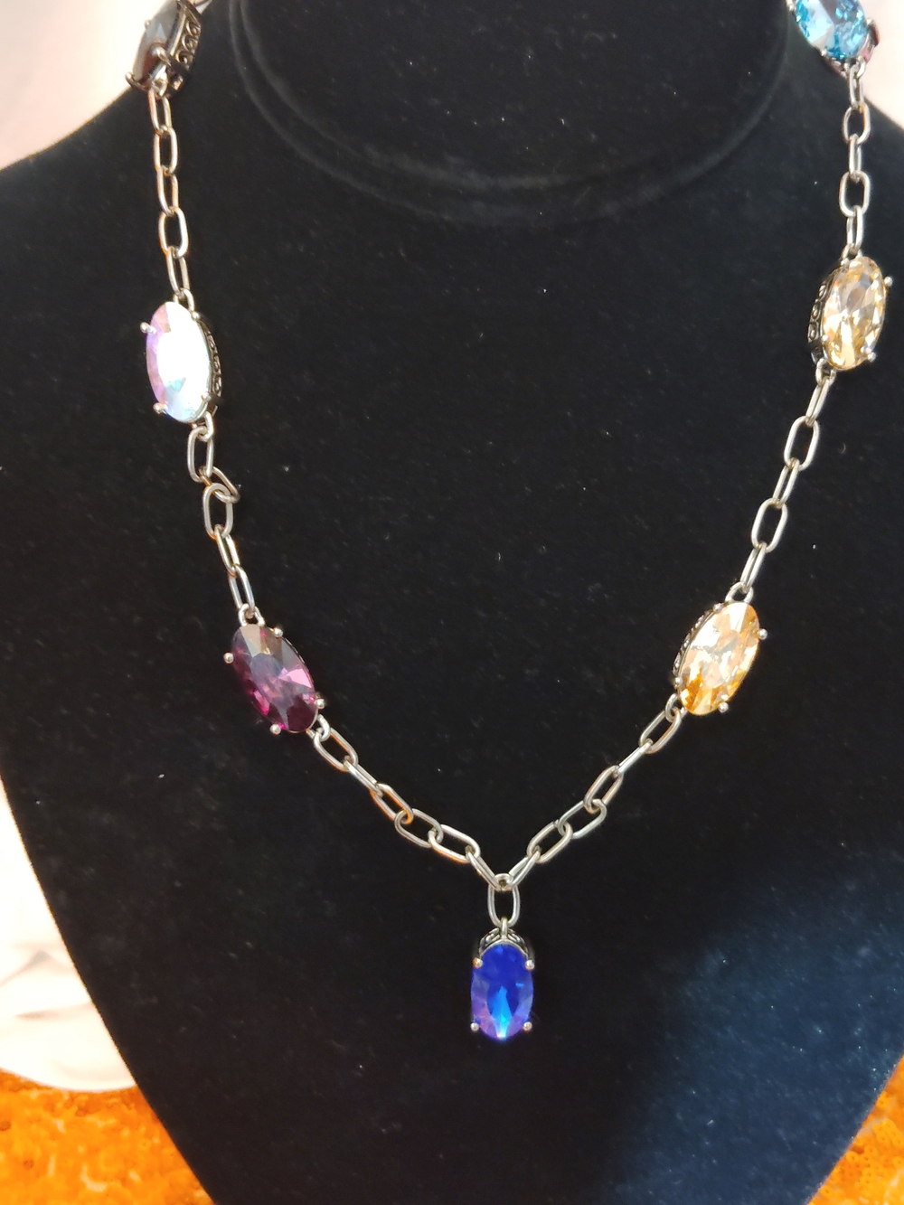 Multicolor Crystal Link Necklace - Women's Jewelry